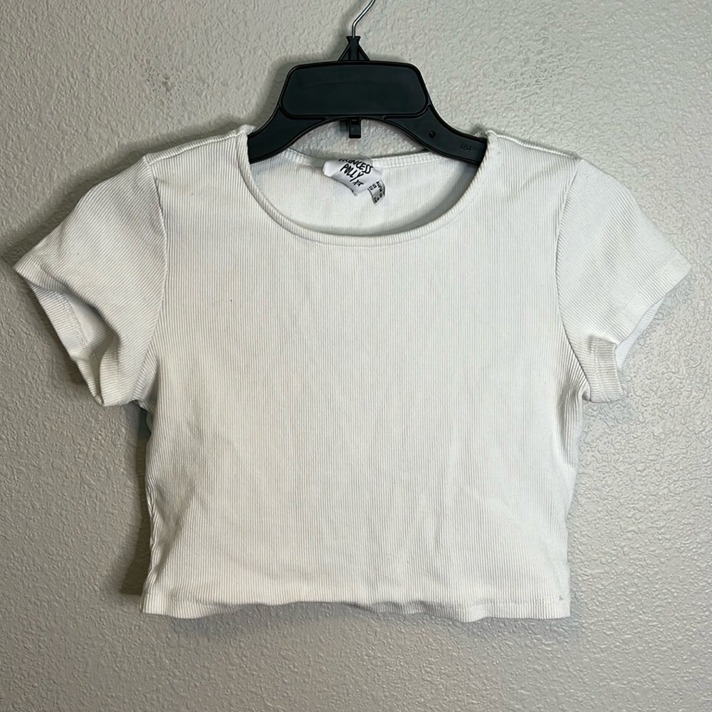 Princess Polly Ribbed Organic Cotton Crop Top Size 6